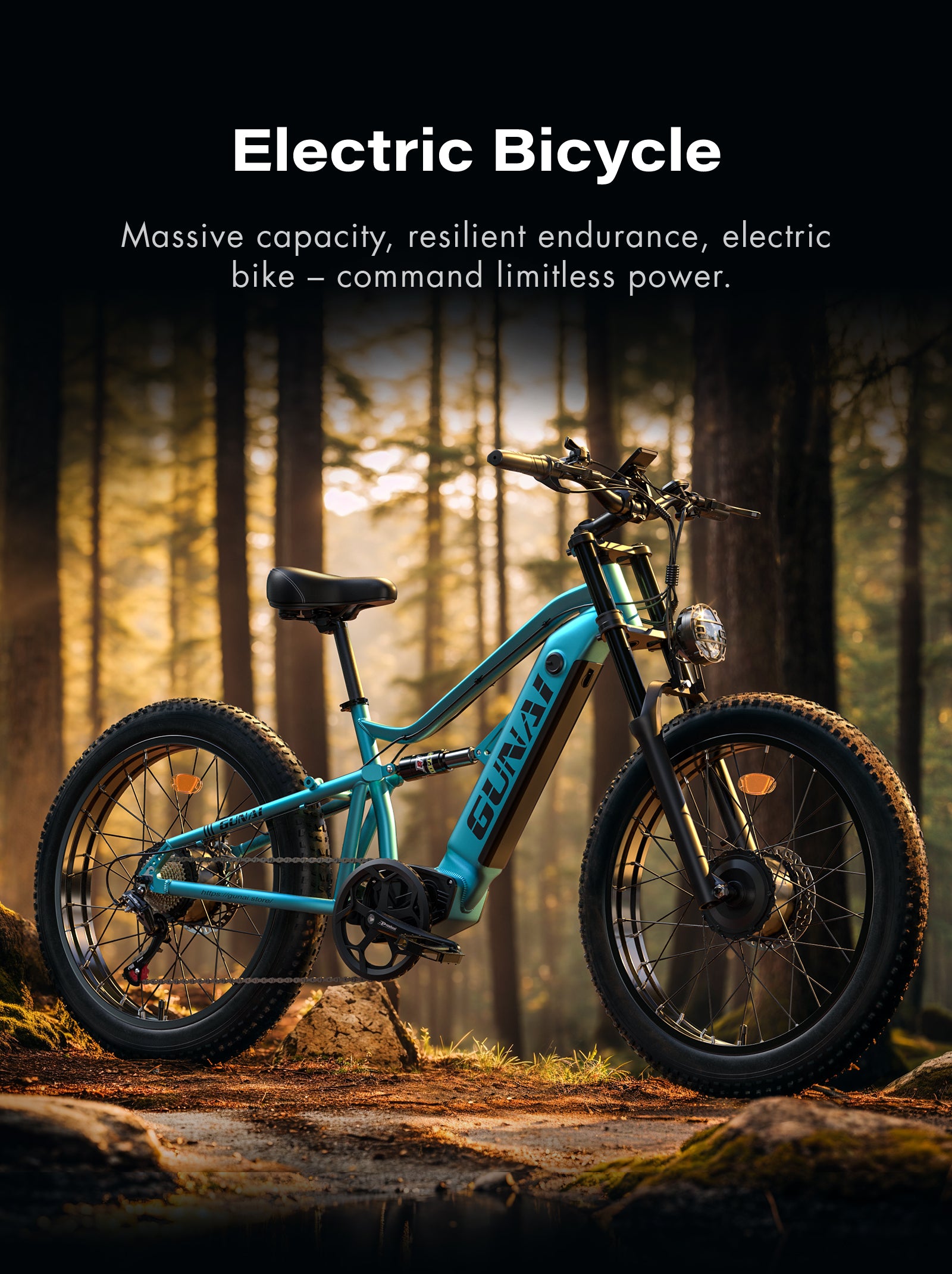 Vélo électrique M2 à double moteur 1500 W avec batterie 48 V 17,5 Ah, suspension intégrale à 7 vitesses, pneus larges 26 x 4 M2 Dual Motor 1500W Electric Bike with 48V 17.5AH Battery 7 Speed Full Suspension 26x4