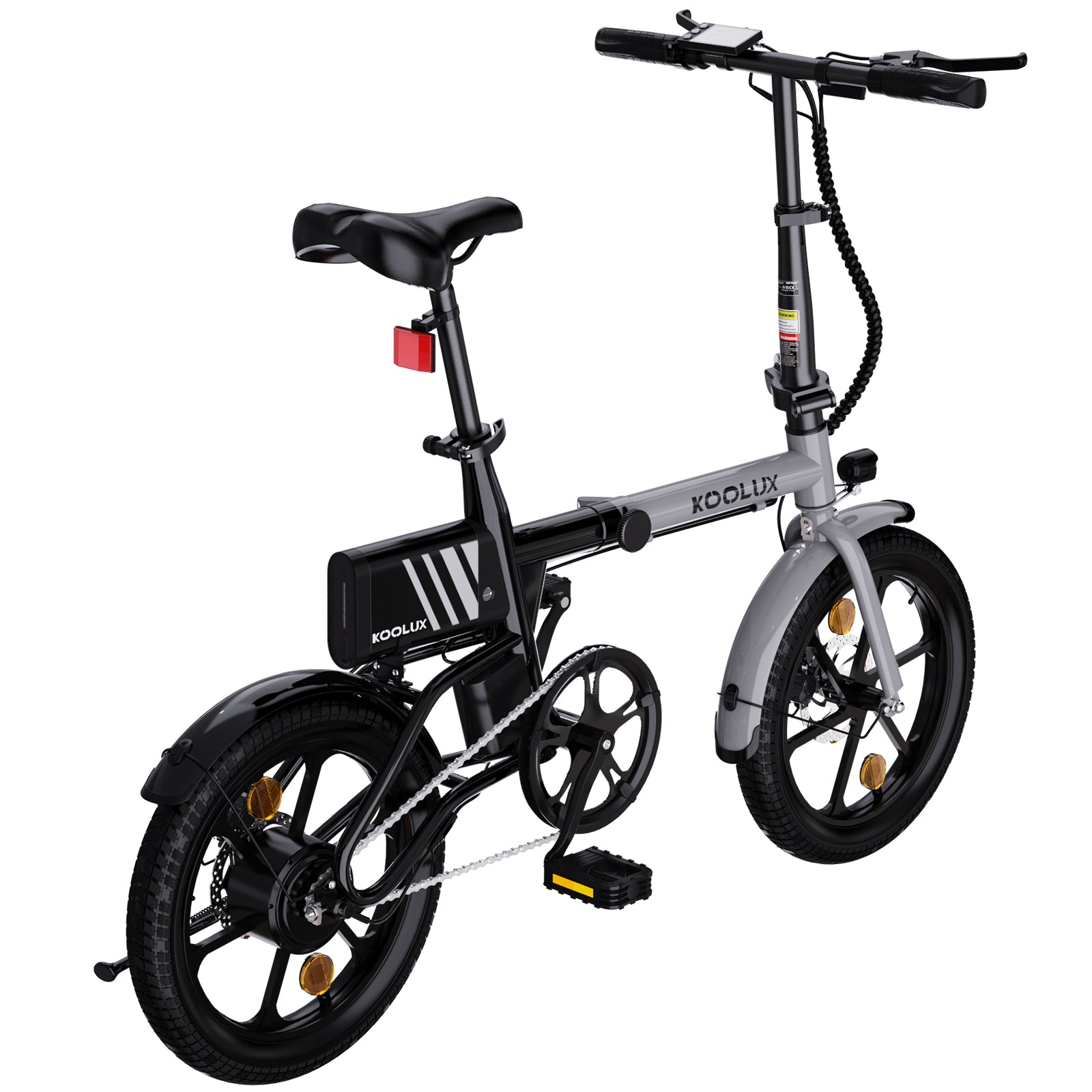 Vélo électrique pliable Koolux X1 avec cadre de 16 pouces, moteur de 250 W et batterie de 6 Ah - Fixation d'accélérateur incluse Koolux X1 Folding Electric Bike with 16