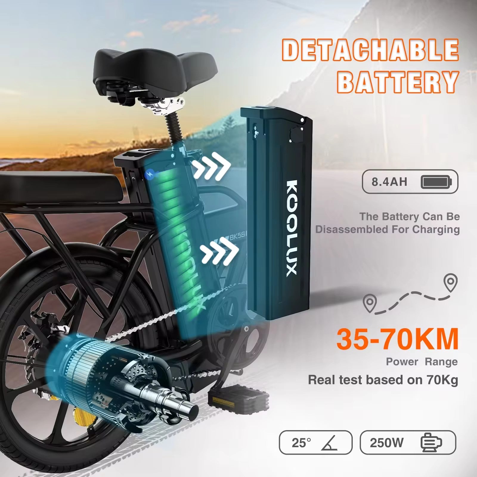 Vélo électrique pliant BK5S - Batterie 10,4 Ah - Moteur 250 W - Pneu 3.0 Fat - Fixation d'accélérateur incluse BK5S Electric Folding Bike - 10.4Ah Battery - 250w Motor - 3.0 Fat Tyre - Throttle Attachment included - Electric Maxx