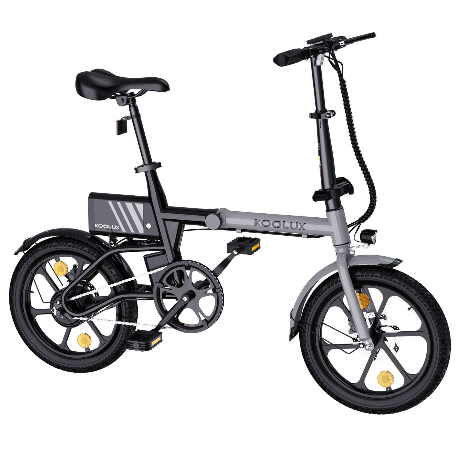 Vélo électrique pliable Koolux X1 avec cadre de 16 pouces, moteur de 250 W et batterie de 6 Ah - Fixation d'accélérateur incluse Koolux X1 Folding Electric Bike with 16