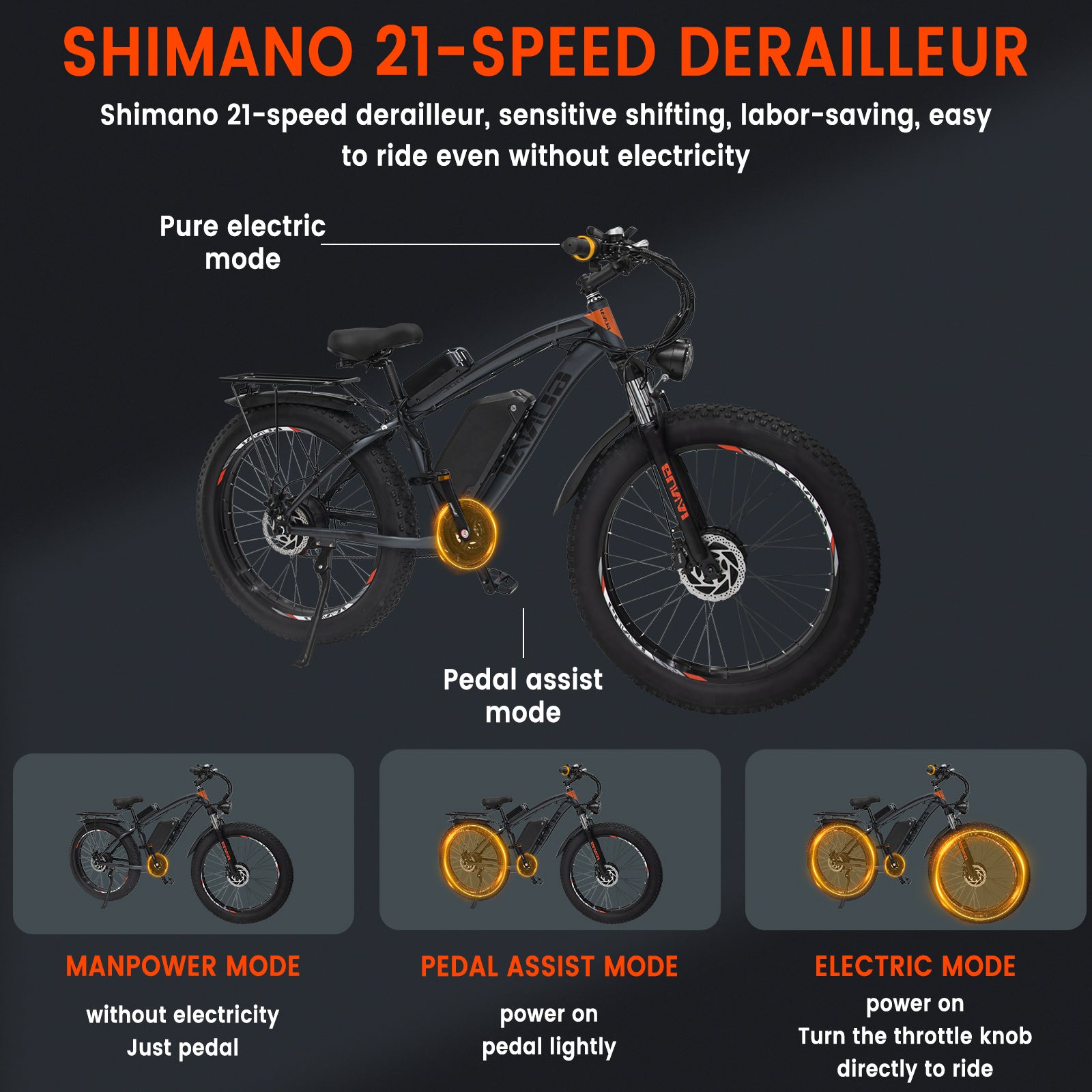 GN88 Electric Mountain Bike for Adults, Dual Motor 2000W with 48V 22Ah Battery, 26x4 GN88 Electric Mountain Bike for Adults, Dual Motor 2000W with 48V 22Ah Battery, 26x4
