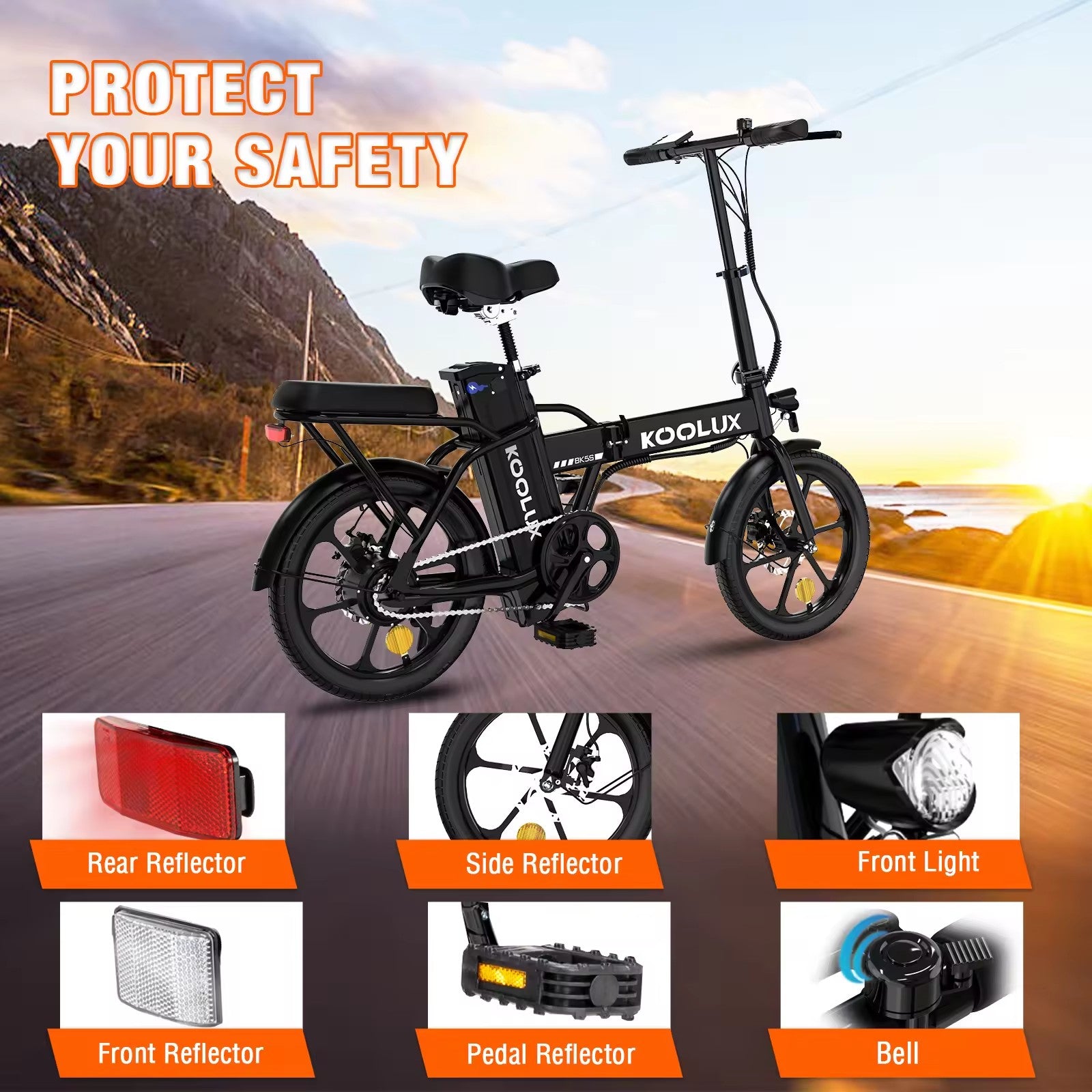 Vélo électrique pliant BK5S - Batterie 10,4 Ah - Moteur 250 W - Pneu 3.0 Fat - Fixation d'accélérateur incluse BK5S Electric Folding Bike - 10.4Ah Battery - 250w Motor - 3.0 Fat Tyre - Throttle Attachment included - Electric Maxx