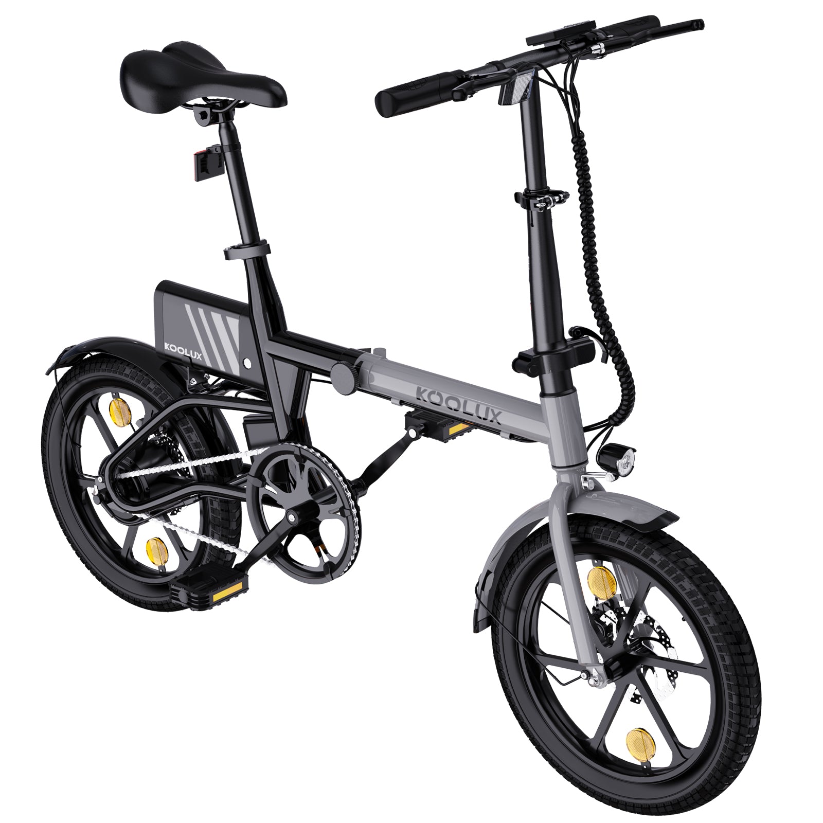 Vélo électrique pliable Koolux X1 avec cadre de 16 pouces, moteur de 250 W et batterie de 6 Ah - Fixation d'accélérateur incluse Koolux X1 Folding Electric Bike with 16
