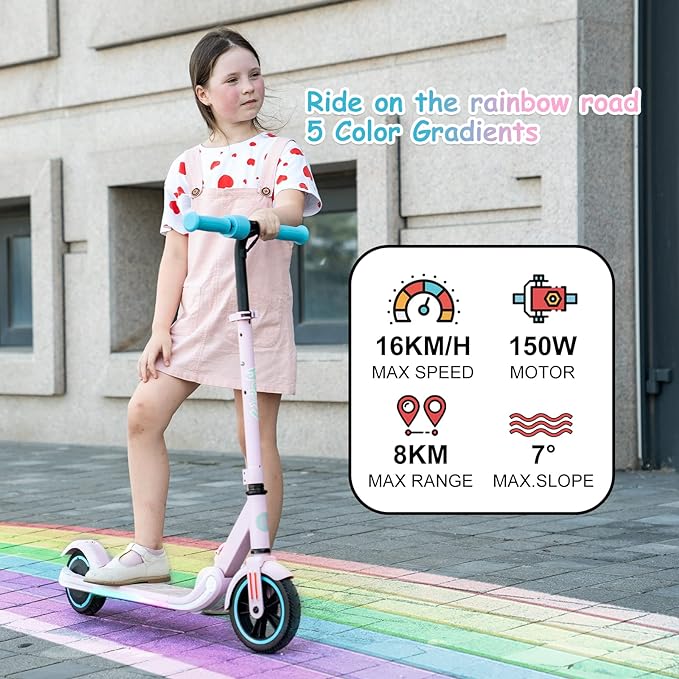 Trottinette électrique pour enfants de 4 à 12 ans, seulement 7 kg pliable, vitesse maximale de 9,3 mph Electric Scooter for Kids age 4-12, Only 7KG Foldable, 9.3mph max speed - Electric Maxx