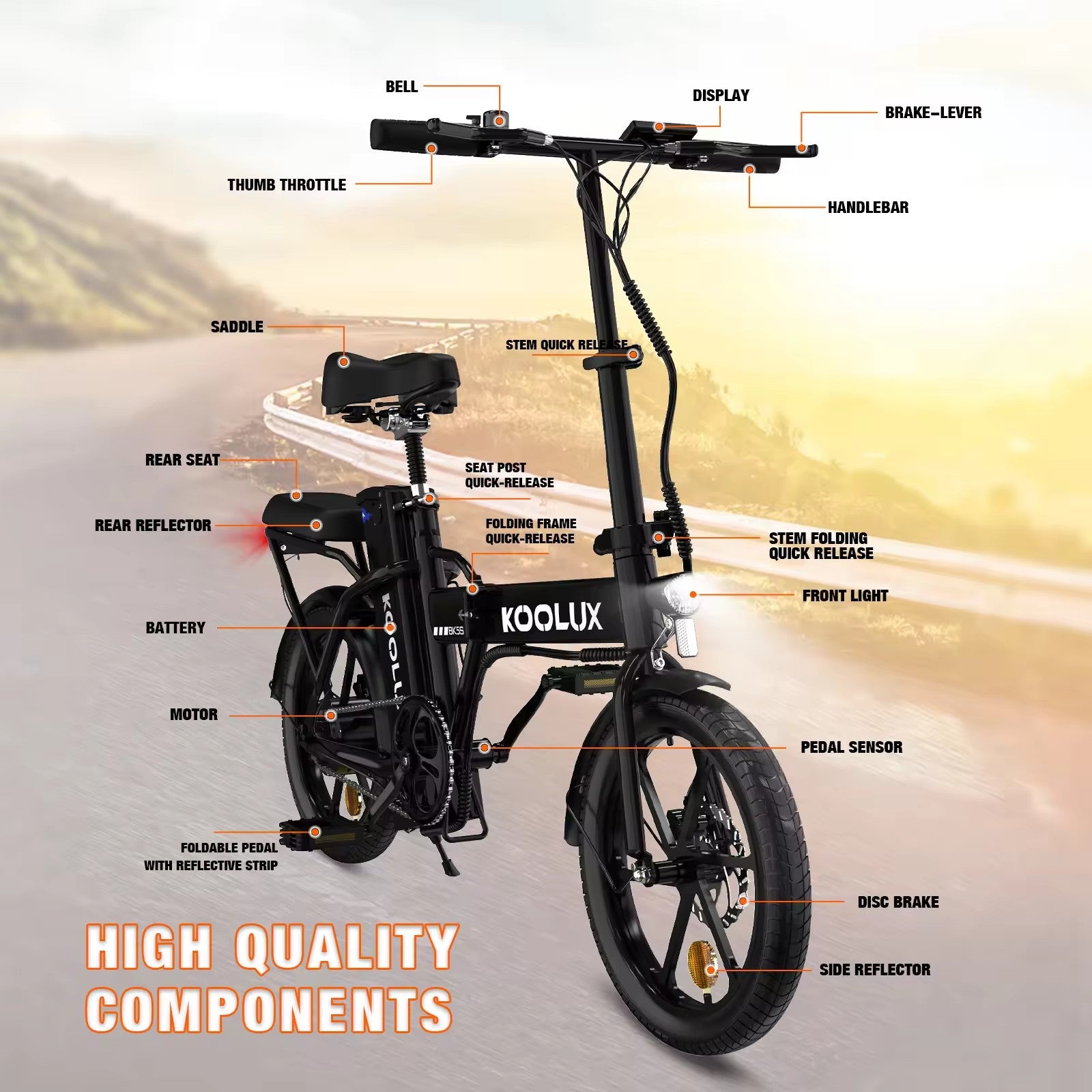 Vélo électrique pliant BK5S - Batterie 10,4 Ah - Moteur 250 W - Pneu 3.0 Fat - Fixation d'accélérateur incluse BK5S Electric Folding Bike - 10.4Ah Battery - 250w Motor - 3.0 Fat Tyre - Throttle Attachment included - Electric Maxx