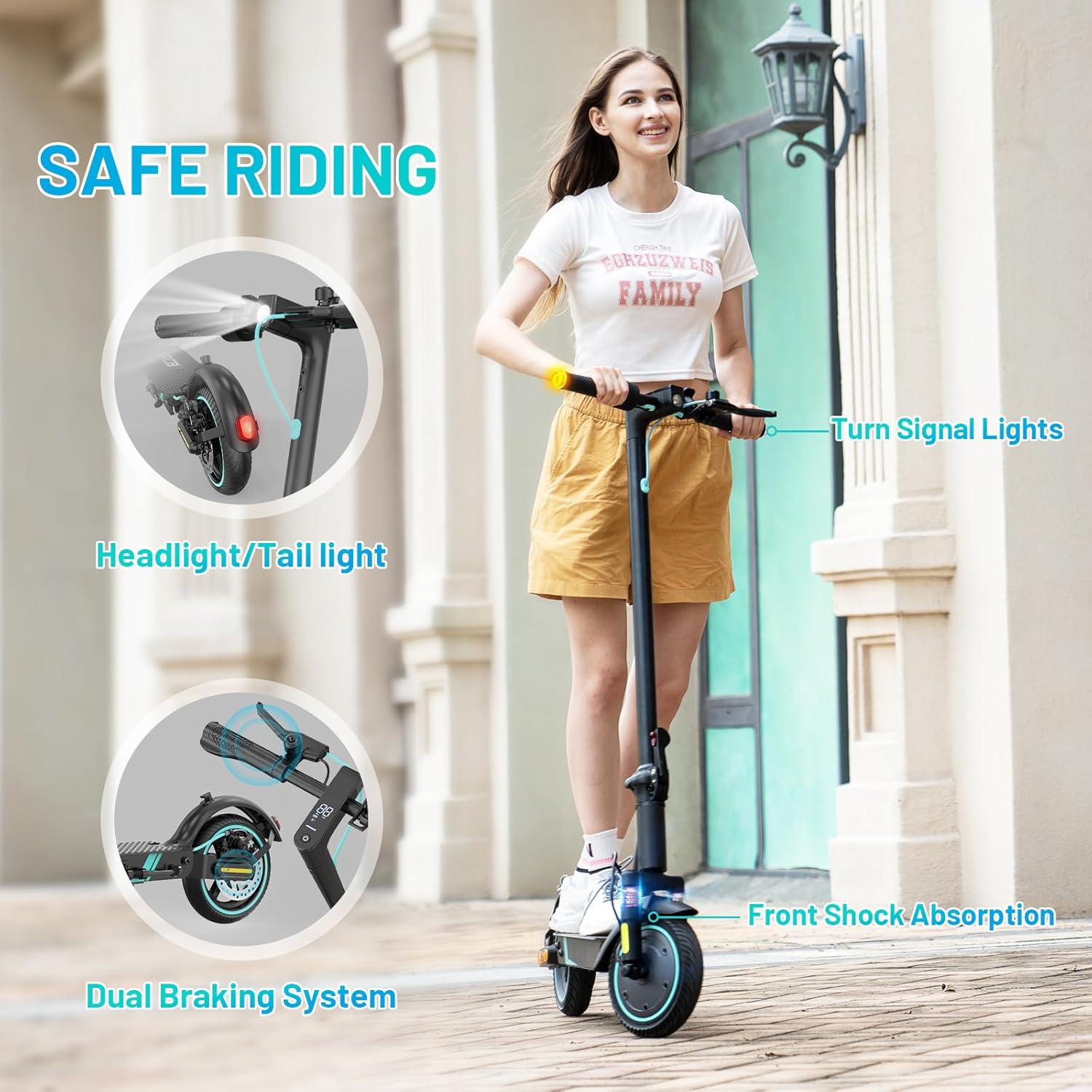 Electric Scooter, Max 15mph, 350W Motor, 8.5'' Solid Tyres, APP Control, 3 Speed Modes, Double Brake, Double Shock Absorbers Electric Scooter, Max 15mph, 350W Motor, 8.5'' Solid Tyres, APP Control, 3 Speed Modes, Double Brake, Double Shock Absorbers - Electric Maxx