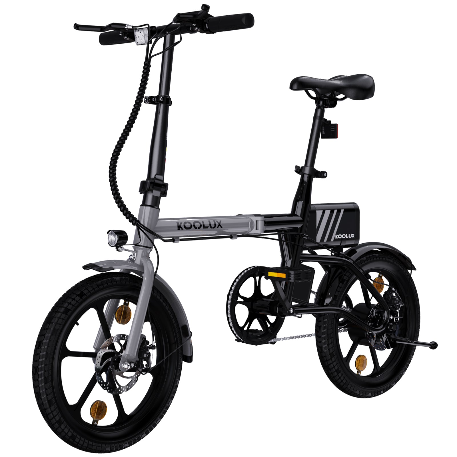Vélo électrique pliable Koolux X1 avec cadre de 16 pouces, moteur de 250 W et batterie de 6 Ah - Fixation d'accélérateur incluse Koolux X1 Folding Electric Bike with 16