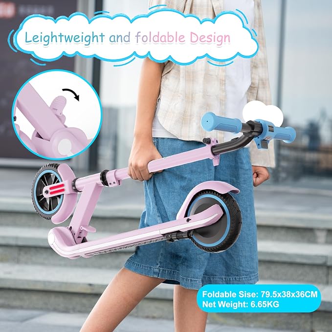 Trottinette électrique pour enfants de 4 à 12 ans, seulement 7 kg pliable, vitesse maximale de 9,3 mph Electric Scooter for Kids age 4-12, Only 7KG Foldable, 9.3mph max speed - Electric Maxx