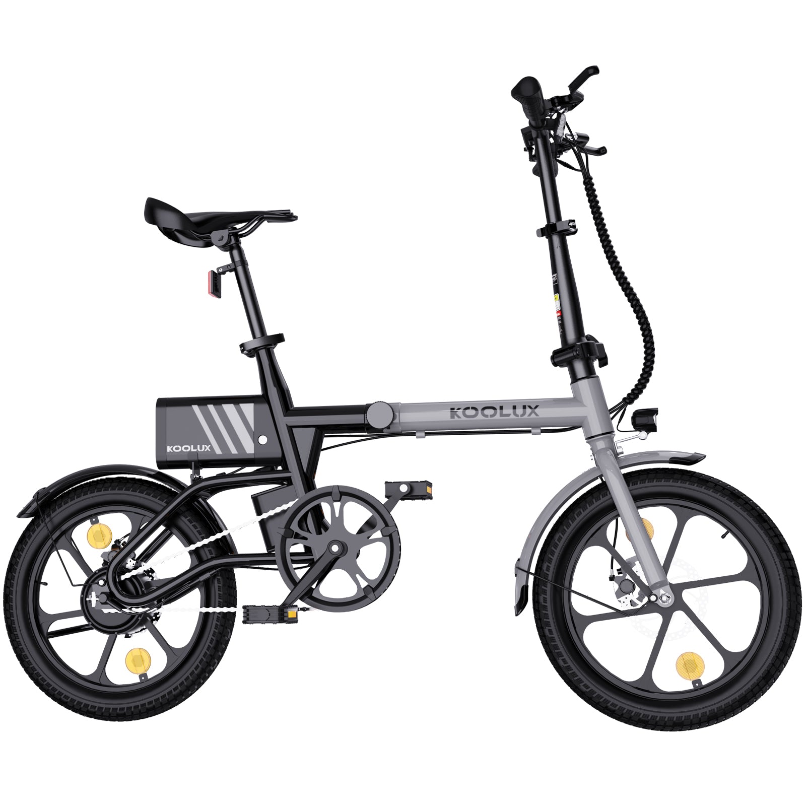 Vélo électrique pliable Koolux X1 avec cadre de 16 pouces, moteur de 250 W et batterie de 6 Ah - Fixation d'accélérateur incluse Koolux X1 Folding Electric Bike with 16