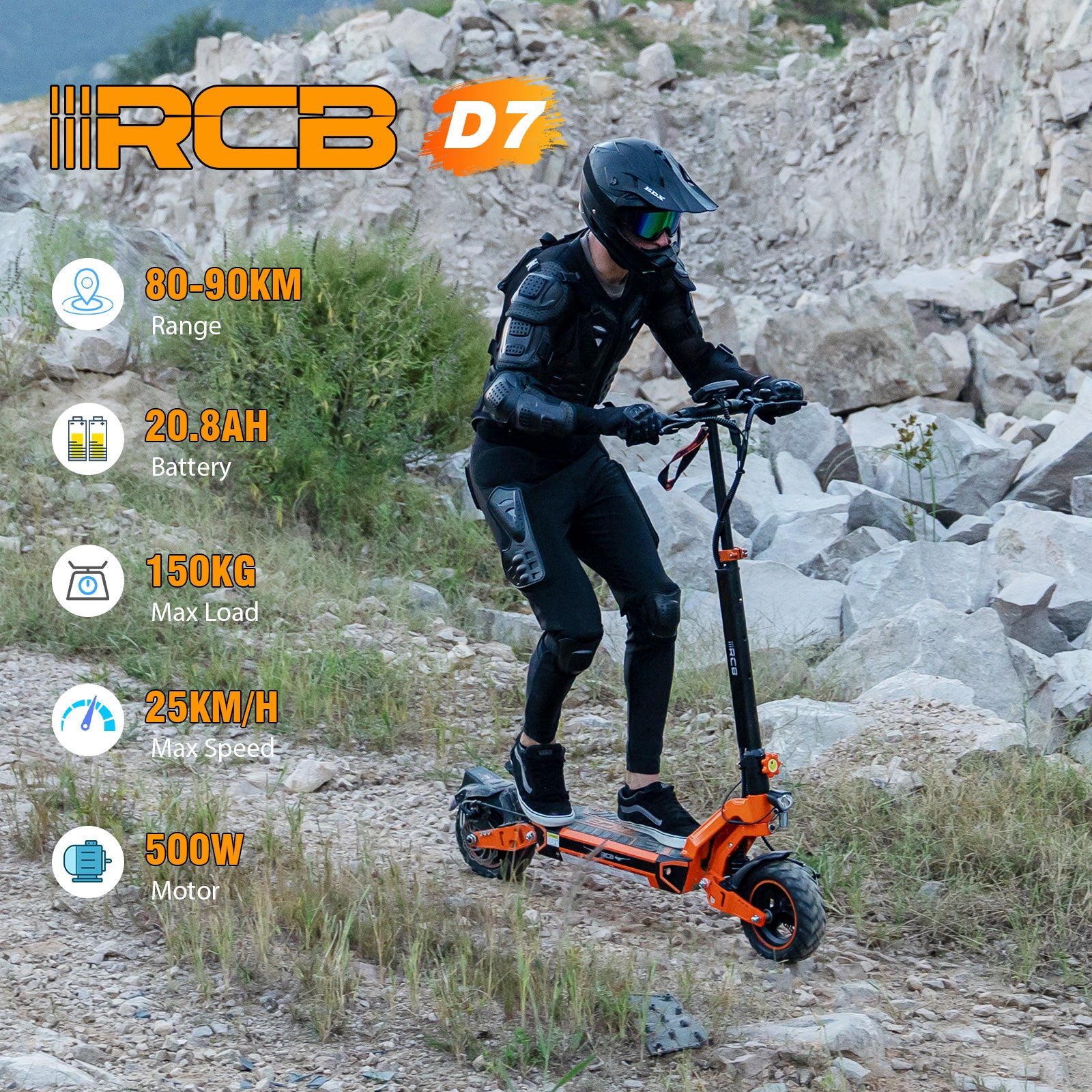 D7 Electric Scooter, 27Ah 100KM MAX. 25 km/h, 500W Motor, 10 D7 Electric Scooter, 20.8Ah or 27Ah/90-100KM, MAX. 25 km/h, 500W Motor, 10
