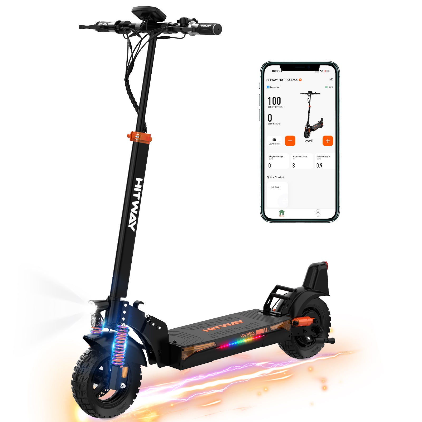 Electric Scooter Adult 10 Inch, 27AH Battery 500W Motor, Foldable, 3 Speed Modes, Tubeless Tire, Turn Signals, APP Electric Scooter Adult 10 Inch, 27AH Battery 500W Motor, Foldable, 3 Speed Modes, Tubeless Tire, Turn Signals, APP - Electric Maxx