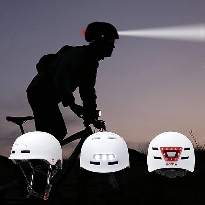 White Helmet with Light's For Electric Scooter, Bicycle, Skateboard - Medium White Helmet with Light's For Electric Scooter, Bicycle, Skateboard - Medium - Electric Maxx