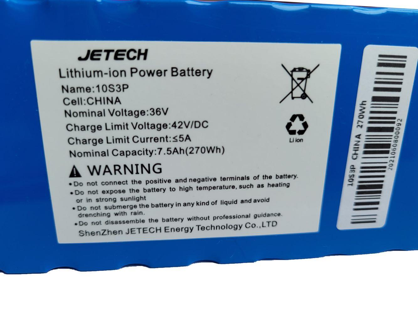 Jetech Replacement Electric Scooter Battery Pack 36V 7.5Ah 7500 mAh Fits AOVO, Reid, E-Slide, Freego and other Xiaomi M365 copy scooters Jetech Replacement Electric Scooter Battery Pack 36V 7.5Ah 7500 mAh Fits AOVO, Reid, E-Slide, Freego and other Xiaomi M365 copy scooters - Electric Maxx