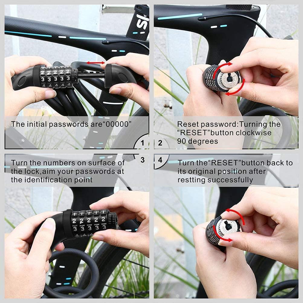 Combination Cable Security Lock Accessory for Electric Scooter or Bicycle (BLACK) Combination Cable Security Lock Accessory for Electric Scooter or Bicycle (BLACK) - Electric Maxx