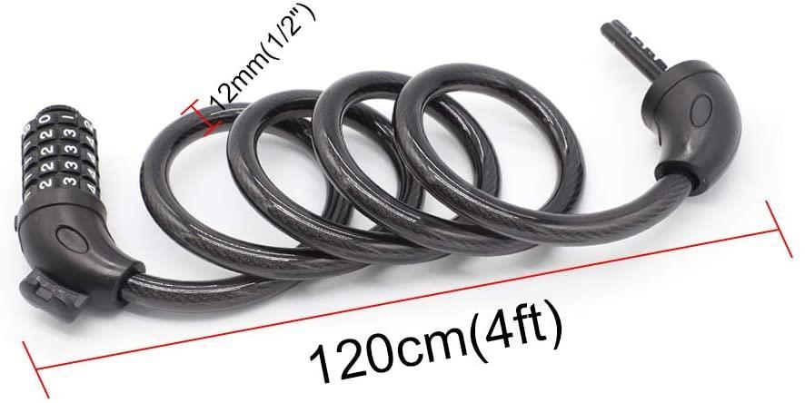 Combination Cable Security Lock Accessory for Electric Scooter or Bicycle (BLACK) Combination Cable Security Lock Accessory for Electric Scooter or Bicycle (BLACK) - Electric Maxx