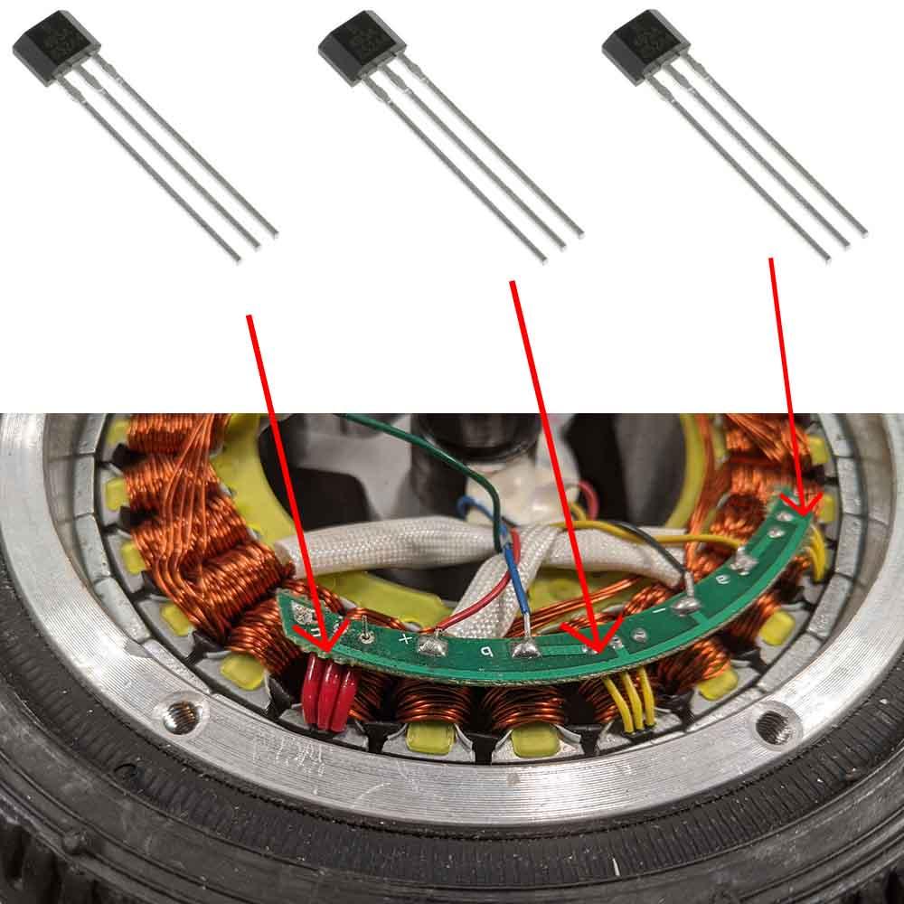 Hall Sensors to fit Electric Scooter, Hoverboard Motor - Pack of 3 Hall Sensors to fit Electric Scooter, Hoverboard Motor - Pack of 3 - Electric Maxx
