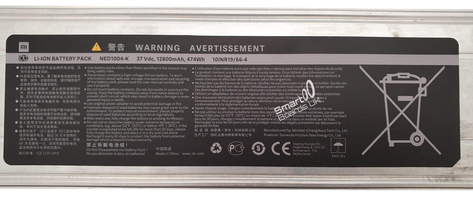 Genuine Xiaomi Mijia M365 - PRO, PRO 2 - Battery Pack Part - 37v 12800mAh/474Wh Genuine Xiaomi Mijia M365 - PRO, PRO 2 - Battery Pack Part - 37v 12800mAh/474Wh - Electric Maxx