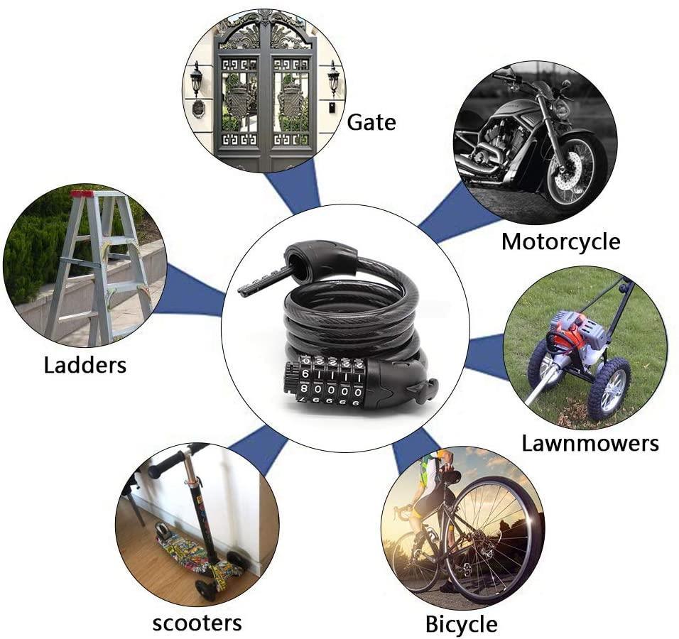 Combination Cable Security Lock Accessory for Electric Scooter or Bicycle (BLACK) Combination Cable Security Lock Accessory for Electric Scooter or Bicycle (BLACK) - Electric Maxx