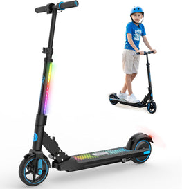 Children's Electric Scooter, 6.5'' Foldable Electric Scooter for Kids Ages 6-12, LED Display, Colourful LED Lights, Lightweight Kids E Scooter - Electric Maxx