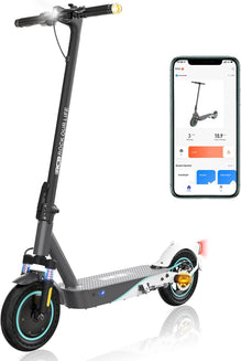 Electric Scooter, Max 25 km/h, 400W Motor, 11.4AH Battery, 10'' Solid Tires, APP Control, Max Load 120 kg, 3 Speed Settings Foldable, Double Brake, Double Shock Absorbers