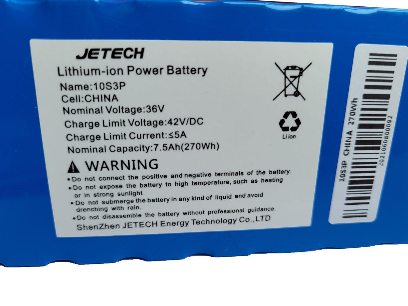 Jetech Replacement Electric Scooter Battery Pack 36V 7.5Ah 7500 mAh Fits AOVO Reid E Slide Freego and other Xiaomi M365 copy scooters